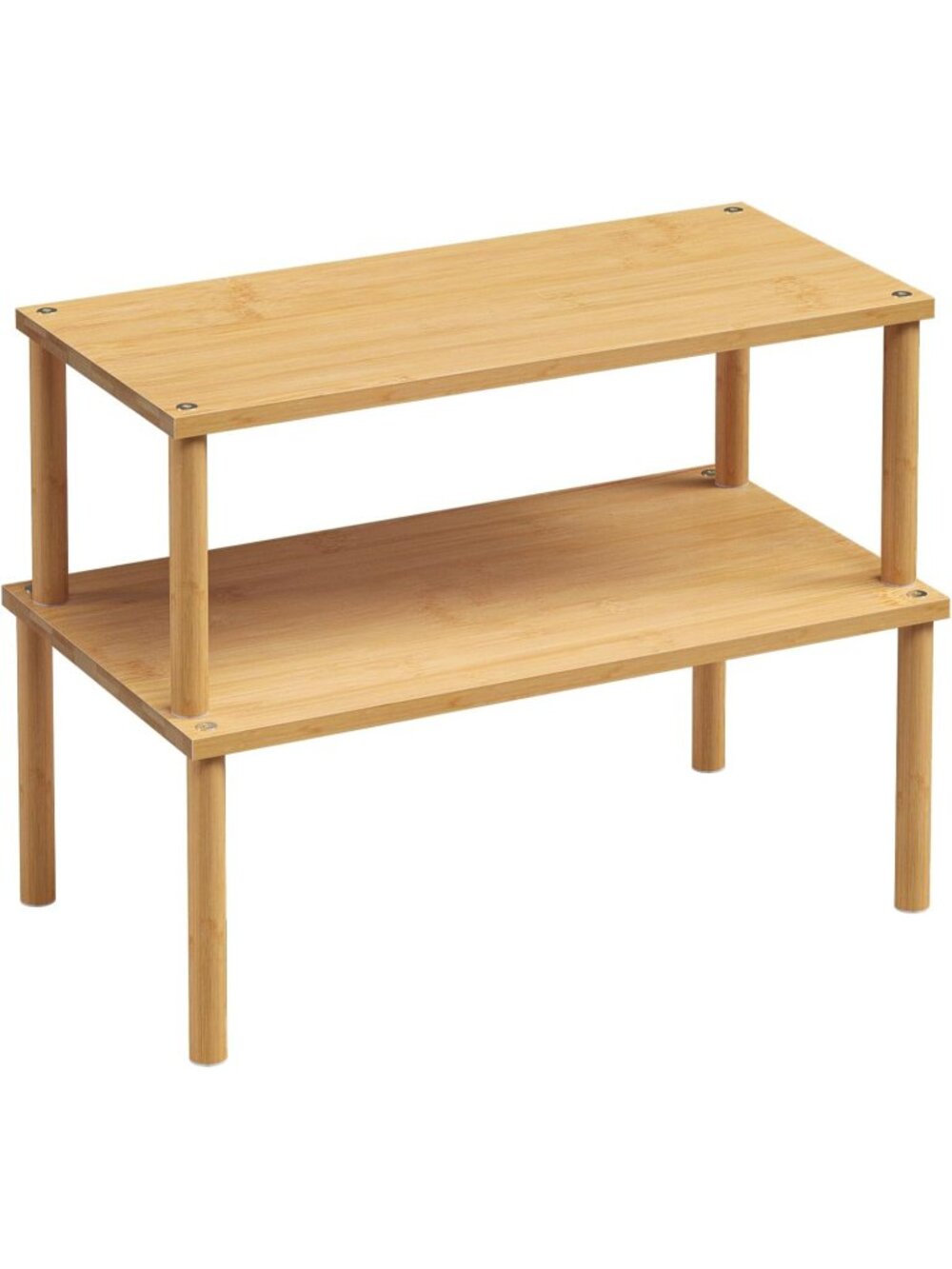 New Set of 2 Large Bamboo Stackable Expandable Cabinet Counter Spice Rack Shelf